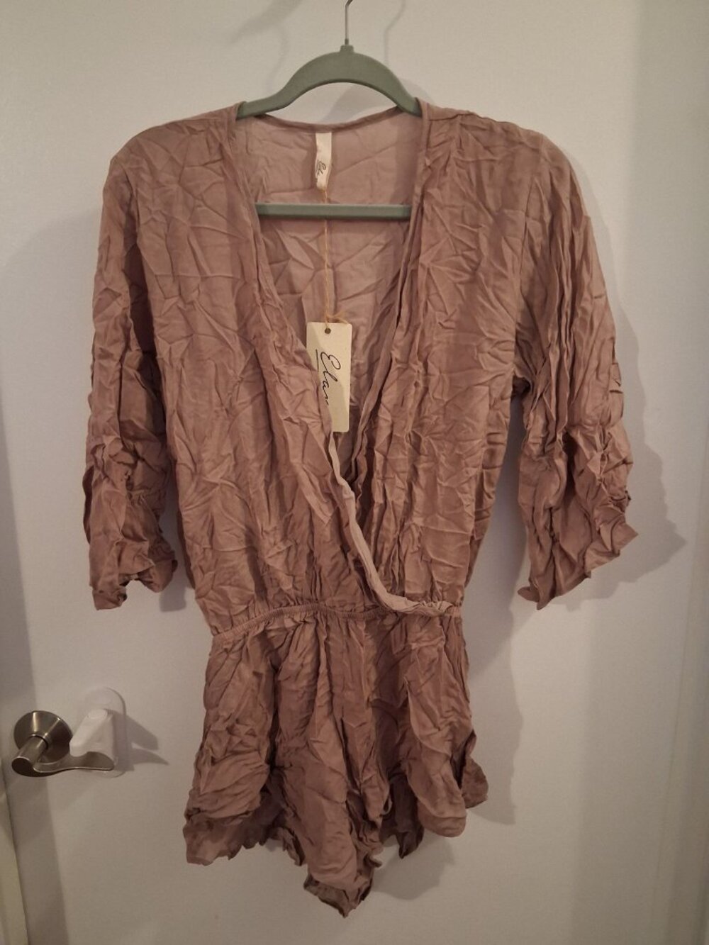 NWT Elan Romper Shorts Boho Summer One Piece Beige Women's Size Large BF1